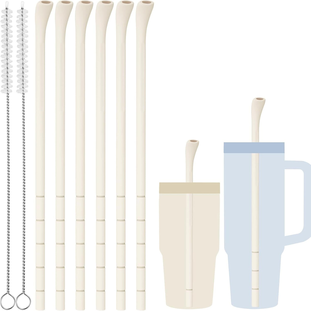 6PCS Silicone Anti-Wrinkle Straws Fit for Stanley 40oz 30oz Tumblers