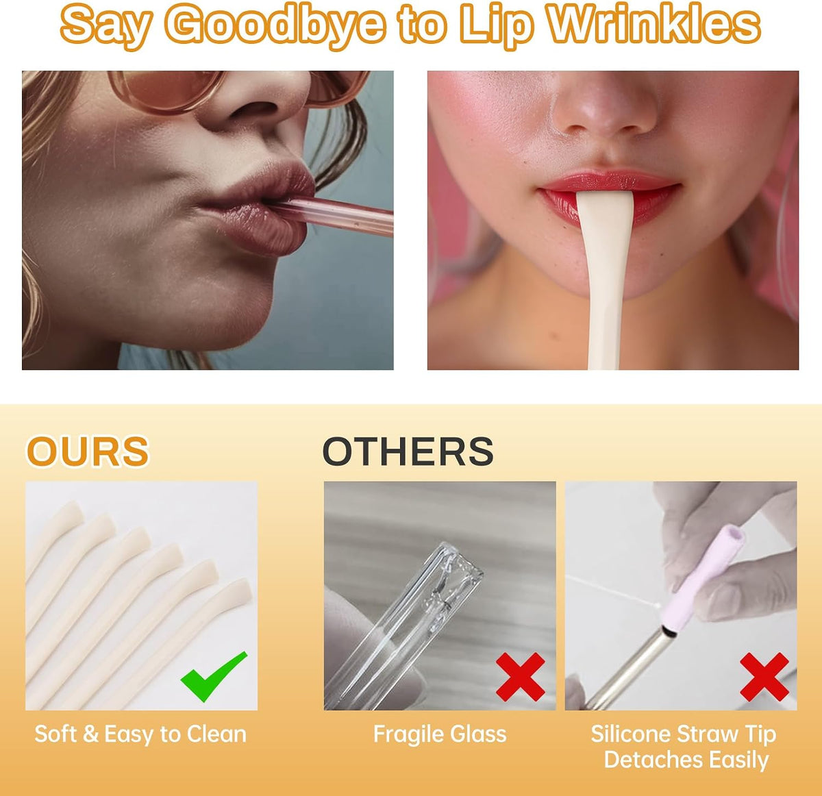 6PCS Silicone Anti-Wrinkle Straws Fit for Stanley 40oz 30oz Tumblers