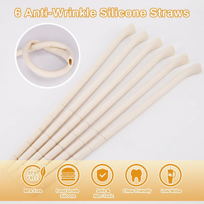6PCS Silicone Anti-Wrinkle Straws Fit for Stanley 40oz 30oz Tumblers