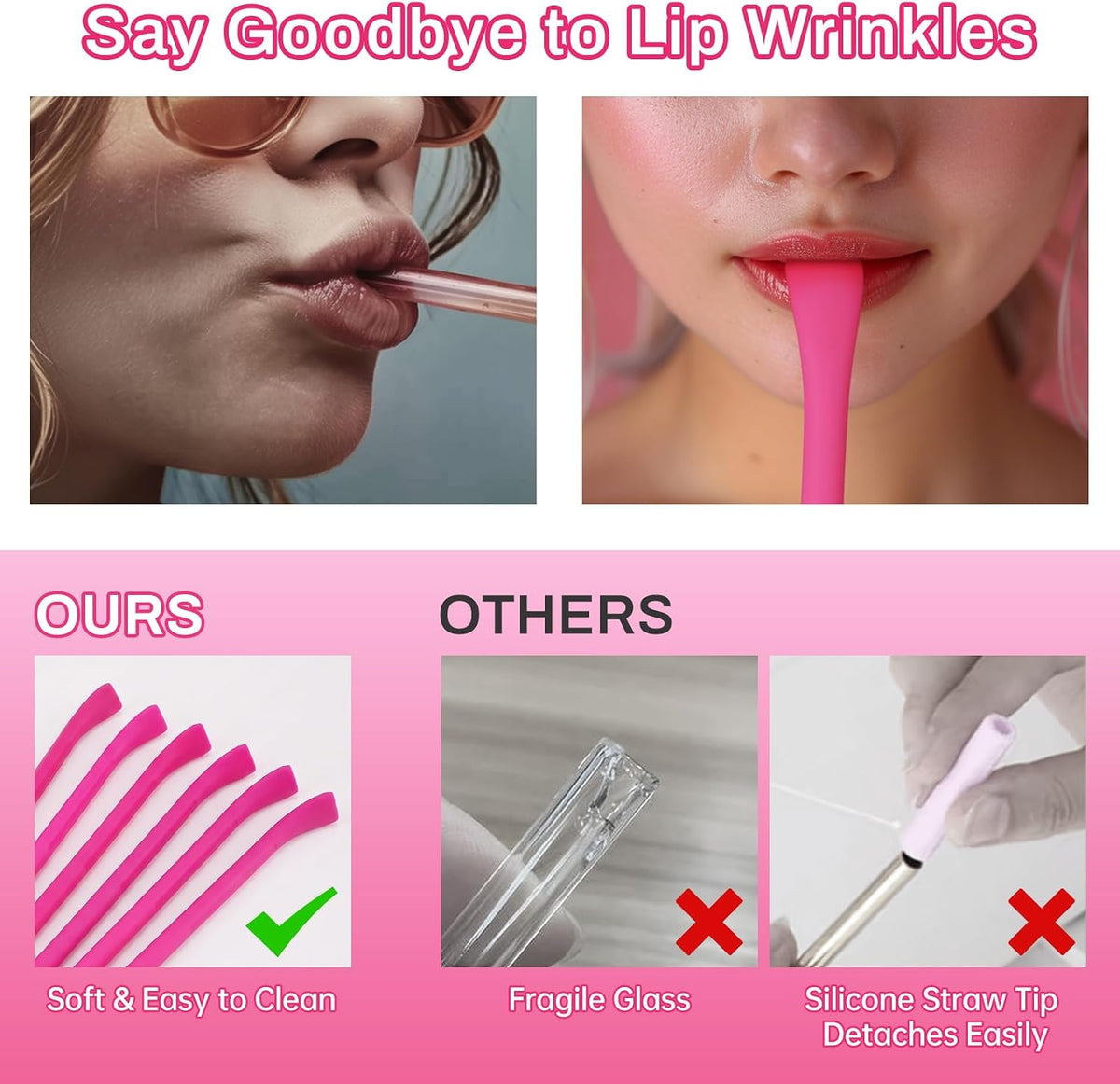 6PCS Silicone Anti-Wrinkle Straws Fit for Stanley 40oz 30oz Tumblers