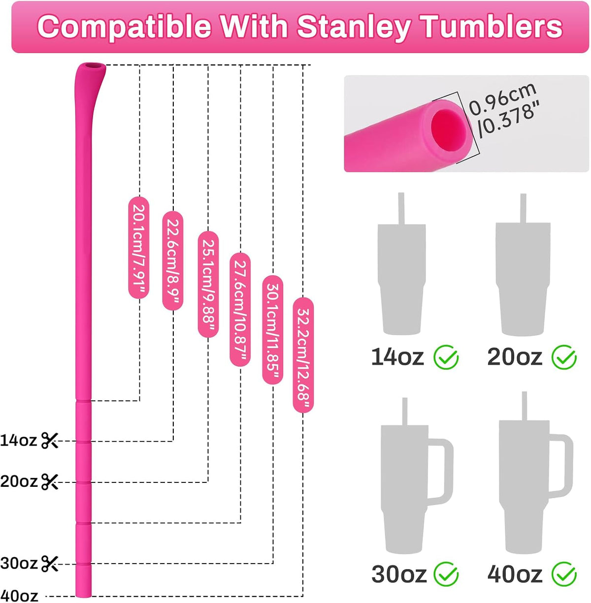 6PCS Silicone Anti-Wrinkle Straws Fit for Stanley 40oz 30oz Tumblers