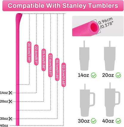 6PCS Silicone Anti-Wrinkle Straws Fit for Stanley 40oz 30oz Tumblers