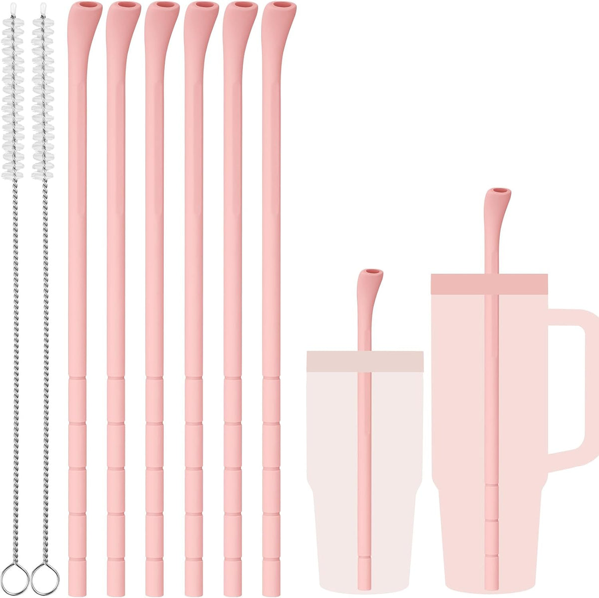 6PCS Silicone Anti-Wrinkle Straws Fit for Stanley 40oz 30oz Tumblers