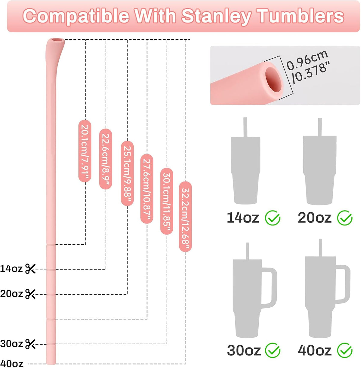 6PCS Silicone Anti-Wrinkle Straws Fit for Stanley 40oz 30oz Tumblers