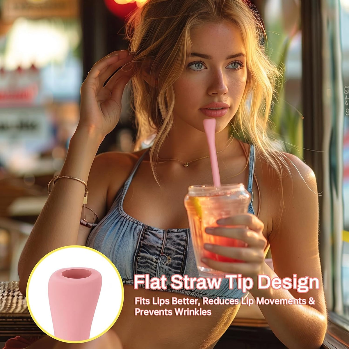 6PCS Silicone Anti-Wrinkle Straws Fit for Stanley 40oz 30oz Tumblers