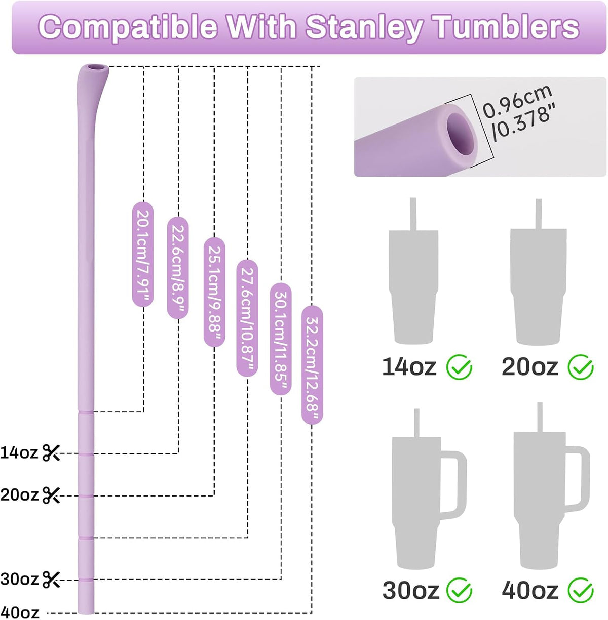 6PCS Silicone Anti-Wrinkle Straws Fit for Stanley 40oz 30oz Tumblers