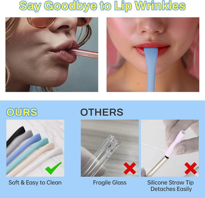 6PCS Silicone Anti-Wrinkle Straws Fit for Stanley 40oz 30oz Tumblers