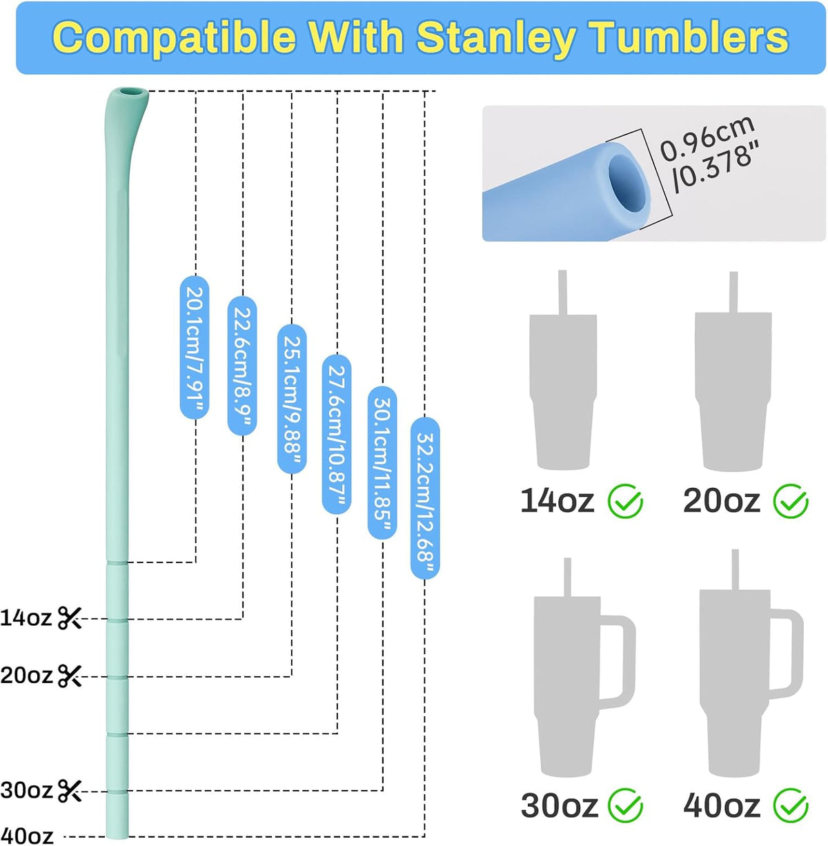 6PCS Silicone Anti-Wrinkle Straws Fit for Stanley 40oz 30oz Tumblers