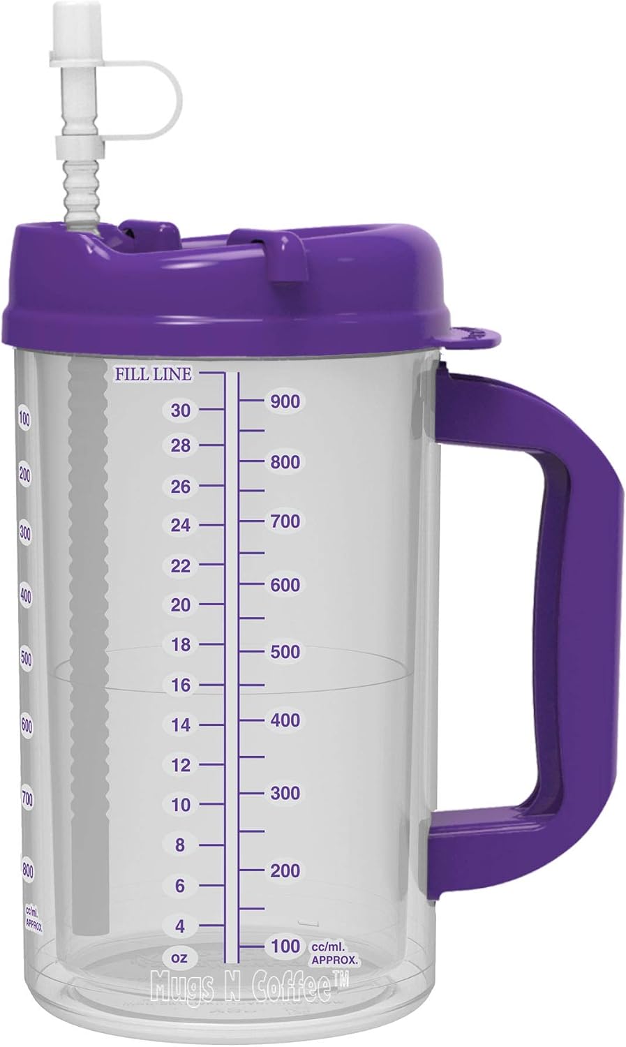 32 oz Double Wall Insulated Hospital Mug - Cold Drink Mug - Large Carry Handle - Includes Straw (1, Teal)