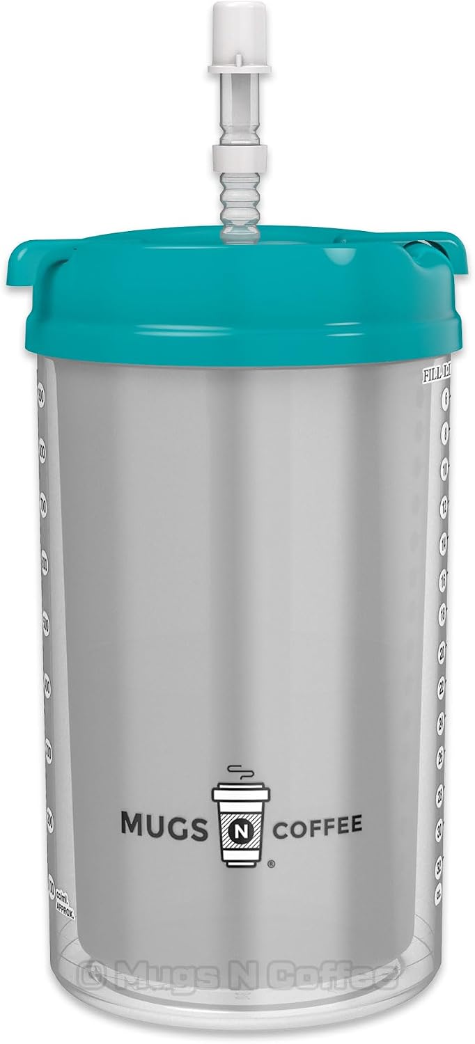 32 oz Double Wall Insulated Hospital Mug - Cold Drink Mug - Large Carry Handle - Includes Straw (1, Teal)