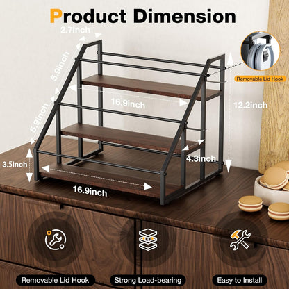 3-Tier Stanley Cup Rack with Lid Organizer, for 12 Tumblers, Natural Wood