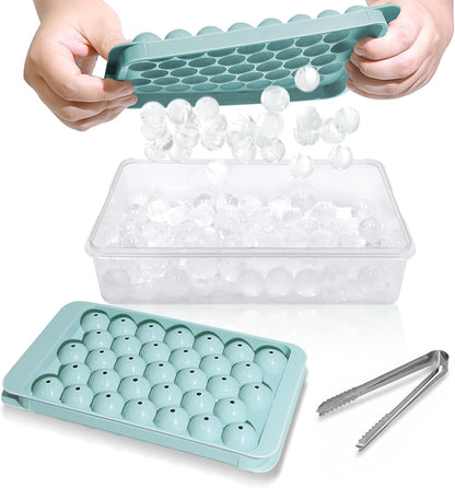 Ice Cube Tray with Lid and Bin, 1" Round Ice Trays for Freezer