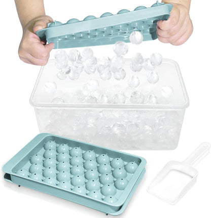 Ice Cube Tray with Lid and Bin, 1" Round Ice Trays for Freezer