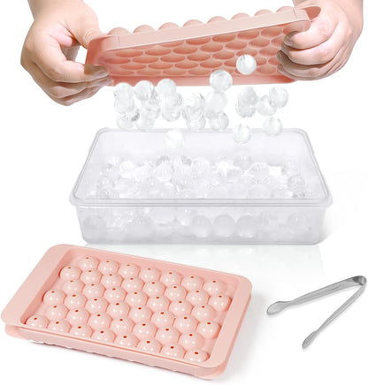 Ice Cube Tray with Lid and Bin, 1" Round Ice Trays for Freezer