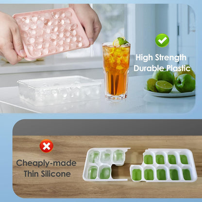 Ice Cube Tray with Lid and Bin, 1" Round Ice Trays for Freezer