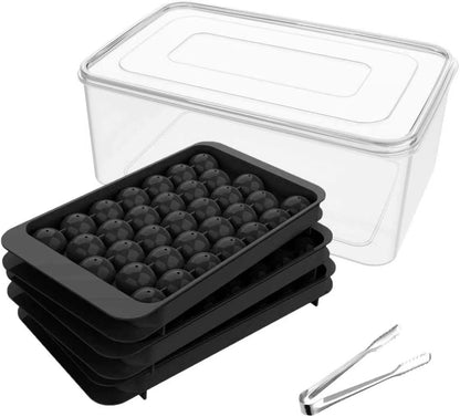 Ice Cube Tray with Lid and Bin, 1" Round Ice Trays for Freezer