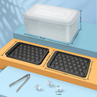 Ice Cube Tray with Lid and Bin, 1" Round Ice Trays for Freezer