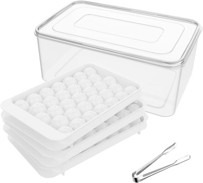 Ice Cube Tray with Lid and Bin, 1" Round Ice Trays for Freezer