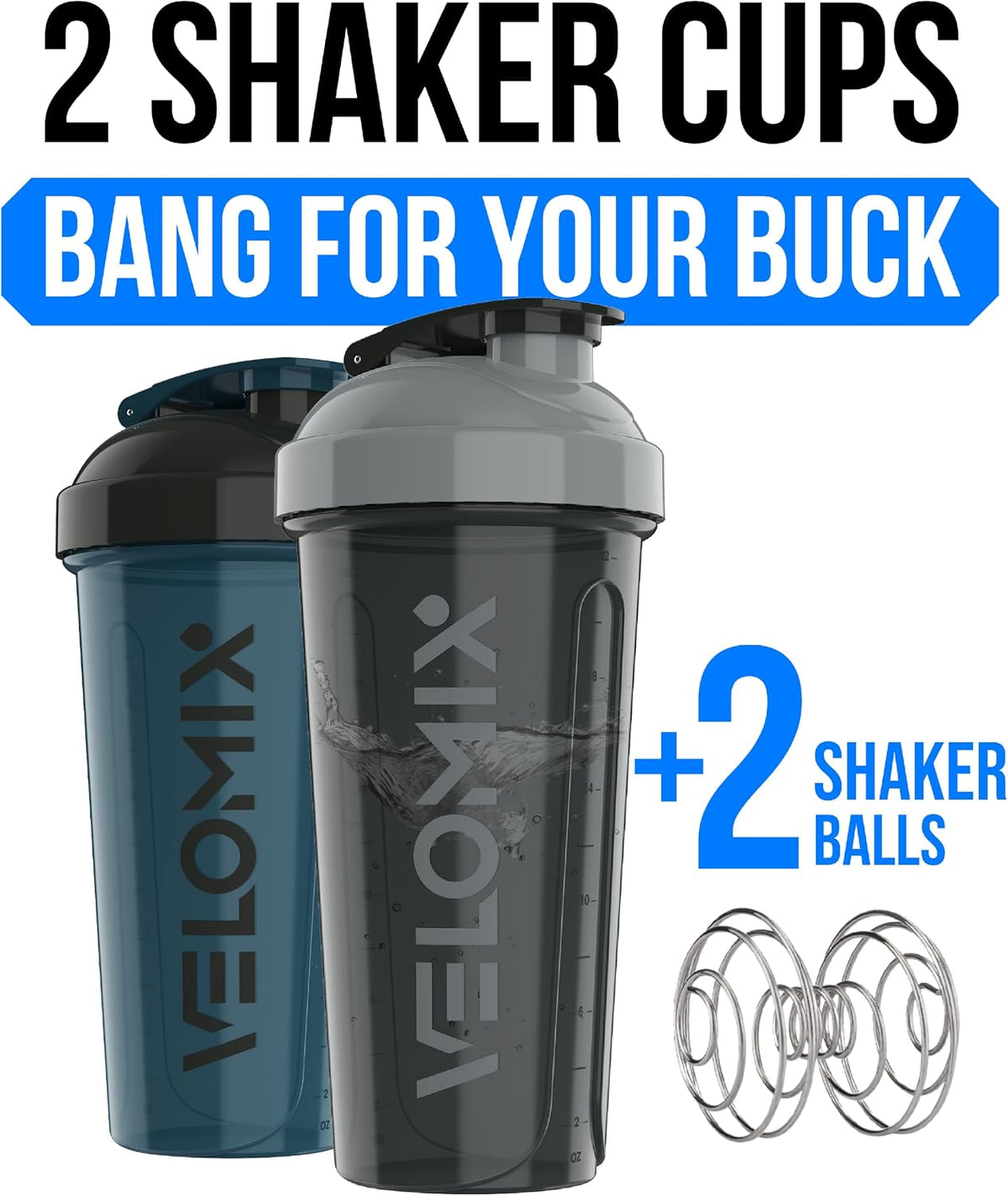 2 Pack 28oz Protein Shaker Bottle for Protein Mixes, ColorBurst