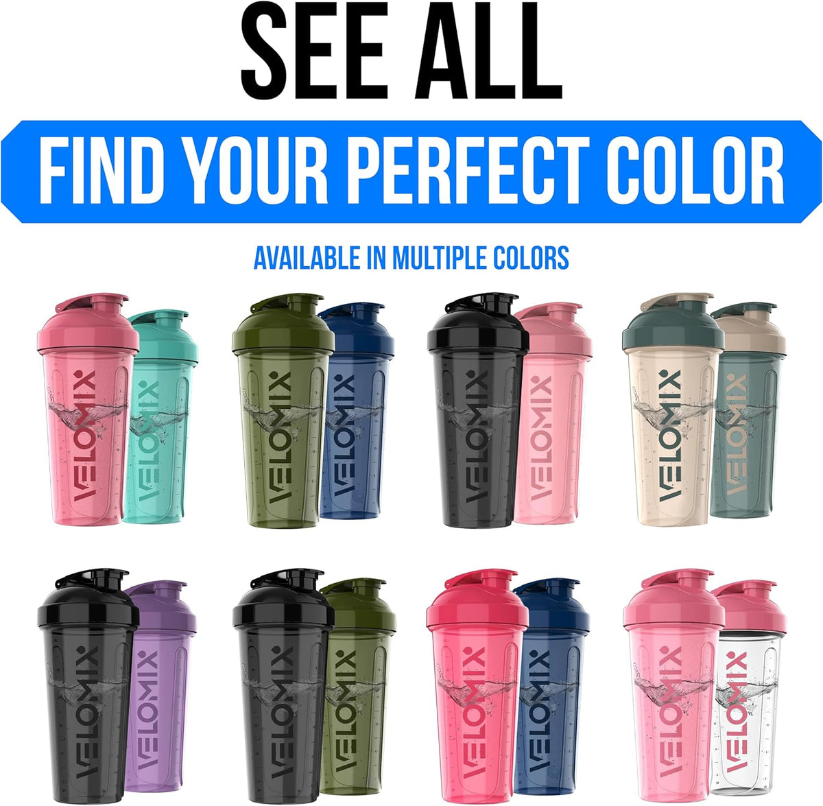 2 Pack 28oz Protein Shaker Bottle for Protein Mixes, ColorBurst