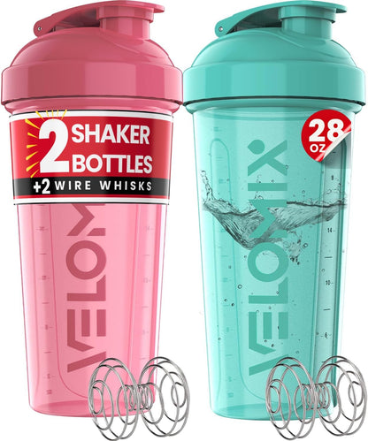 2 Pack 28oz Protein Shaker Bottle for Protein Mixes, ColorBurst