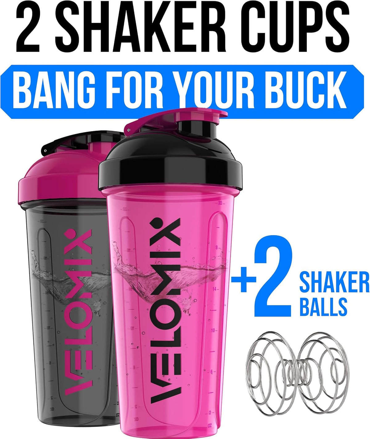 2 Pack 28oz Protein Shaker Bottle for Protein Mixes, ColorBurst