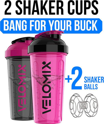 2 Pack 28oz Protein Shaker Bottle for Protein Mixes, ColorBurst