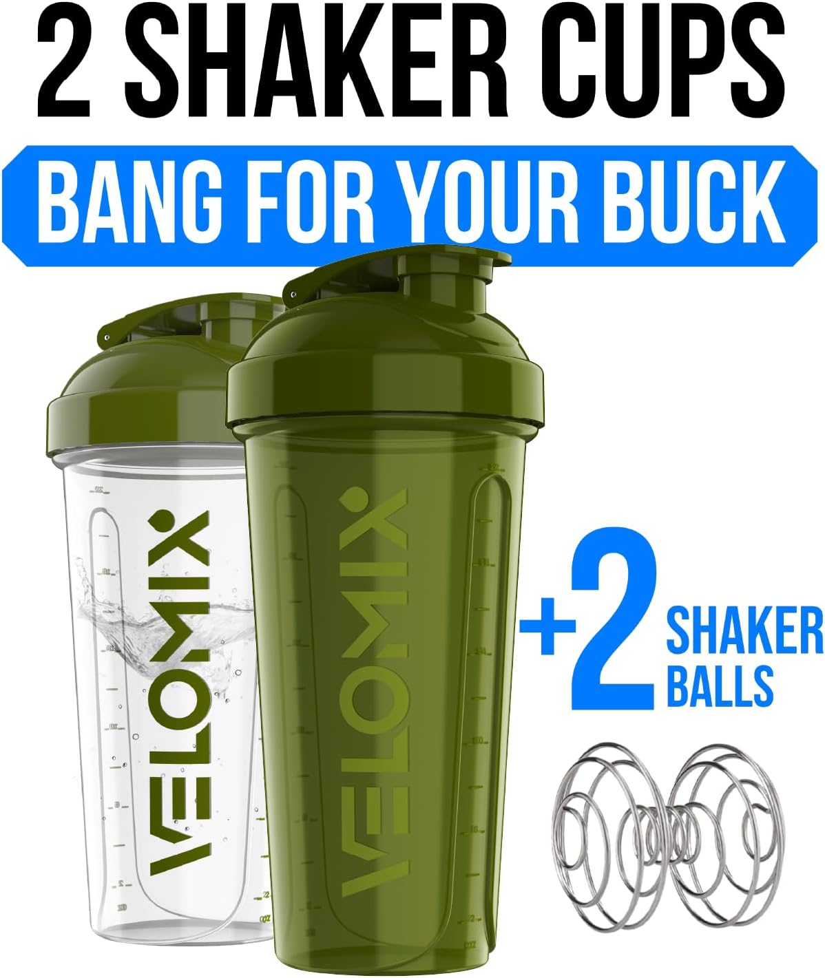 2 Pack 28oz Protein Shaker Bottle for Protein Mixes, ColorBurst