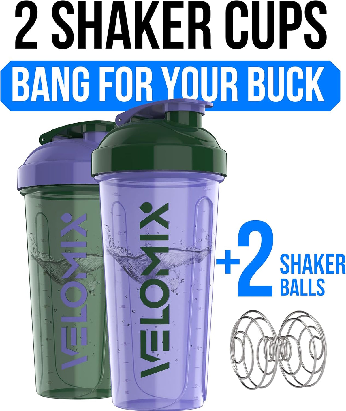 2 Pack 28oz Protein Shaker Bottle for Protein Mixes, ColorBurst