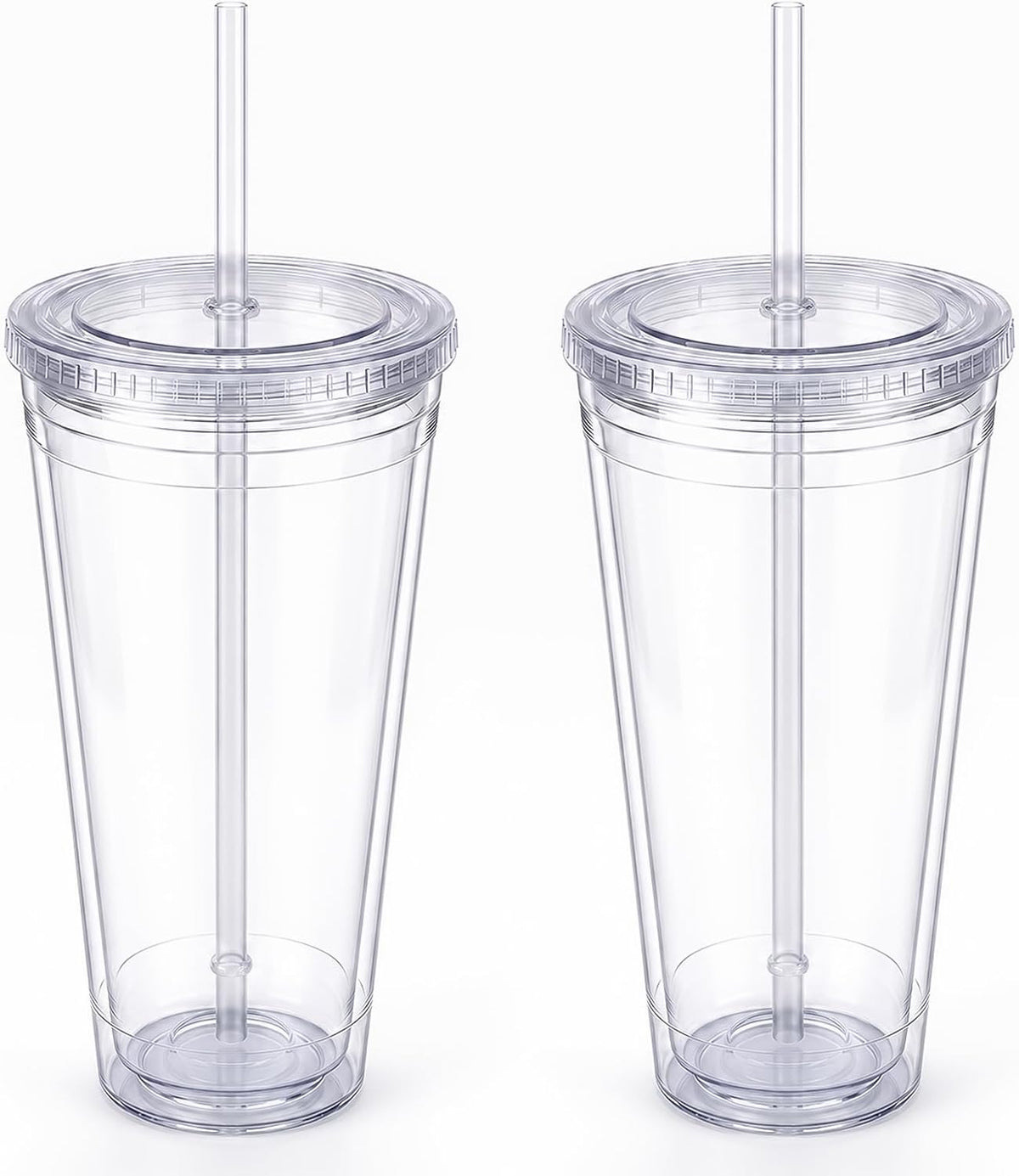 Zukro Clear Double Wall Plastic Tumbler with Lid and Straw 32 oz