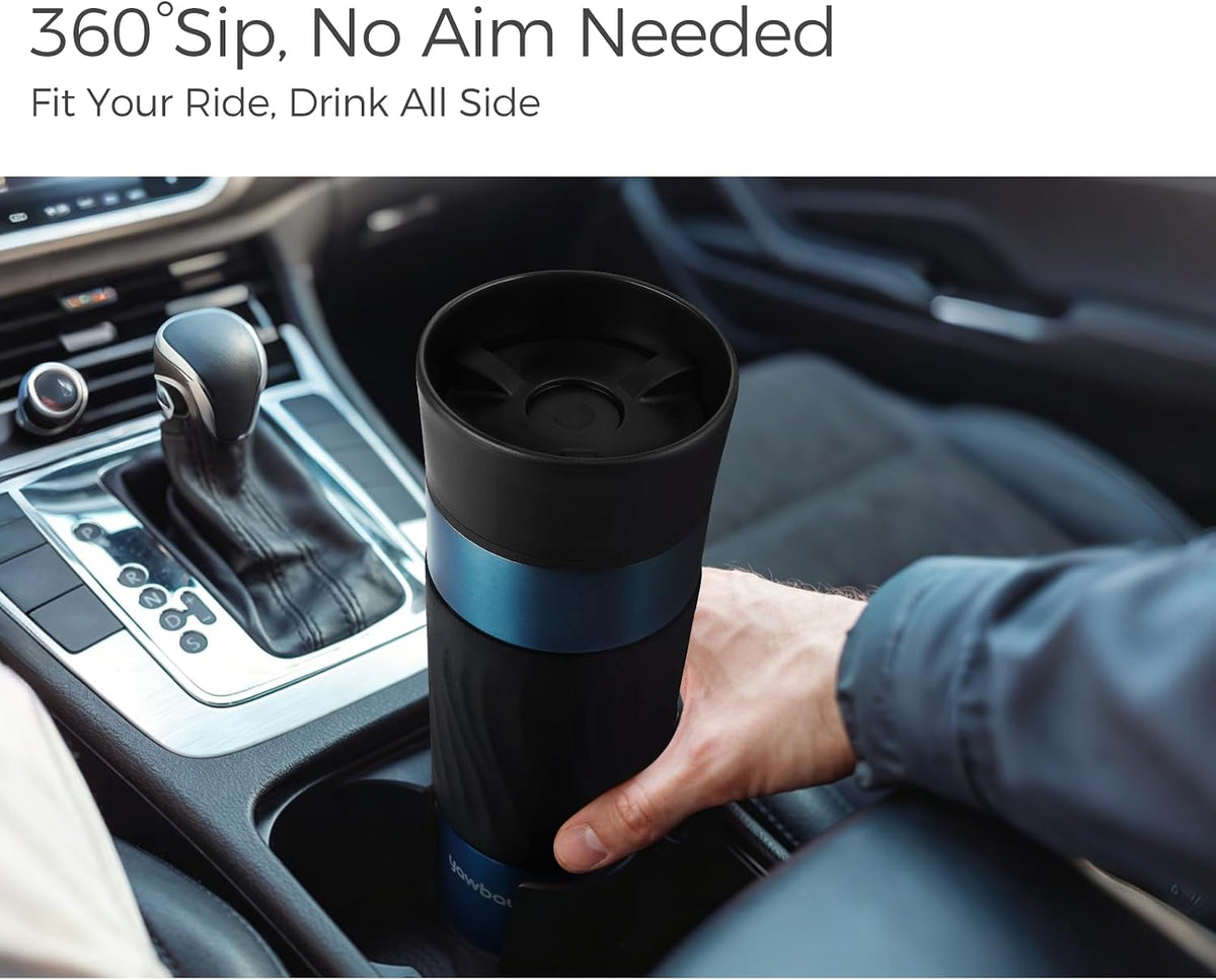 Travel Coffee Mug with 360°Lid, Travel Coffee Tumbler 16 oz Leak Proof, Stainless Steel Insulated Travel Mugs for Hot and Cold Spill Proof Leak Proof (Purple)