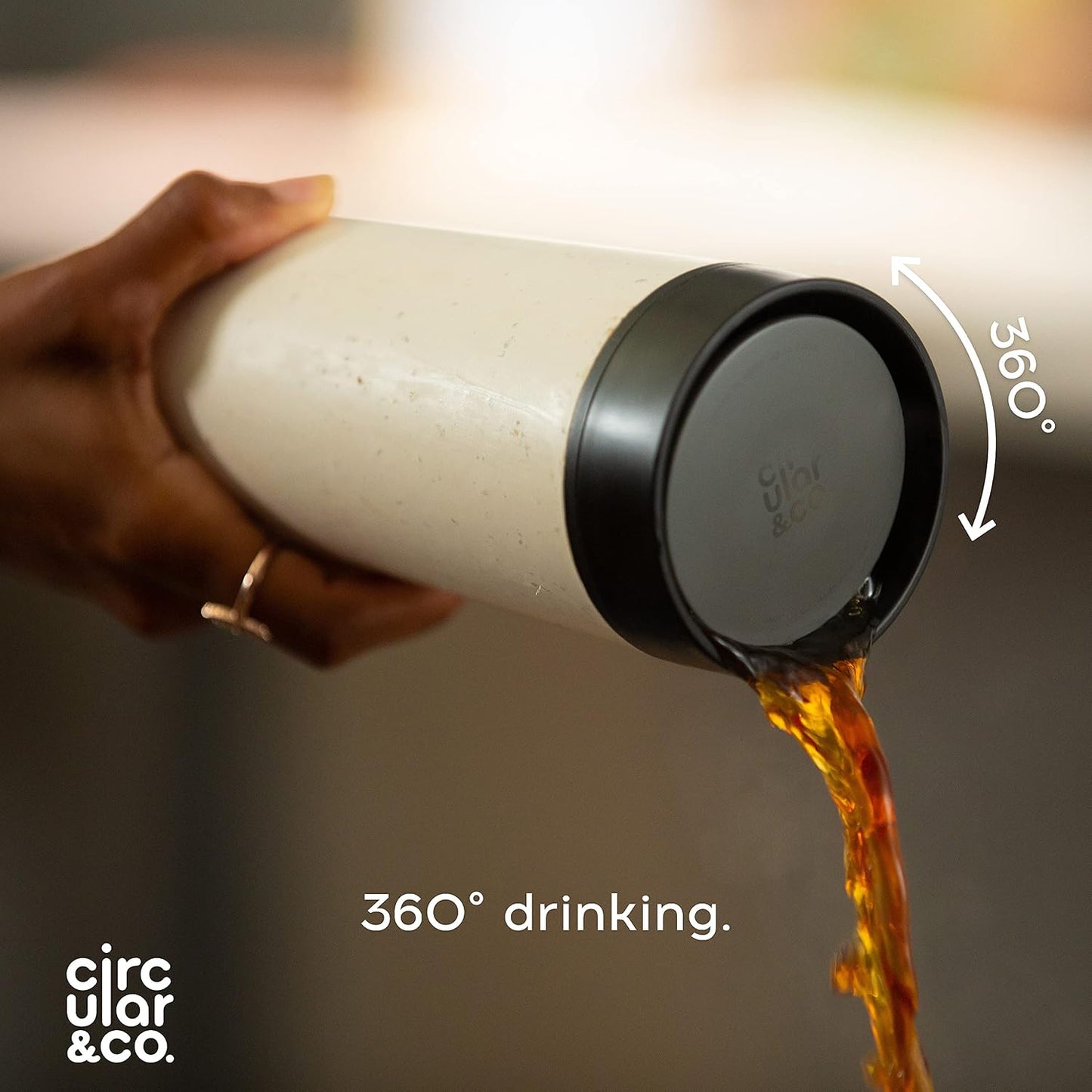 . Travel Mug (16oz) - The World's First Reusable Mug Made from Recycled Coffee Cups, 100% Leak-Proof, Sustainable & Insulated, Black on Cosmic Black