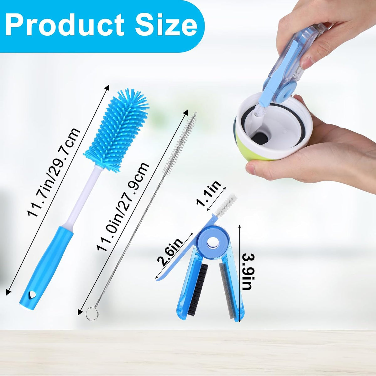 Water Bottle Cleaner Brush Set for Owala 24oz/32oz/40oz Cup,5 Pcs