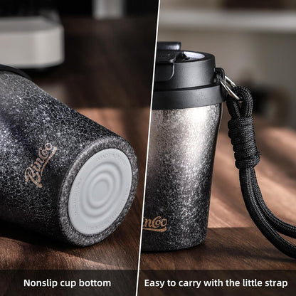 Insulated Coffee Mug with Lid, Travel Coffee Mug Tumble, Leakproof Travel Coffee Tumbler Cups, Gifts for Women Men Her Him,280ml (Black)