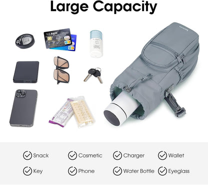 40oz Insulated Crossbody Water Bottle Bag Gym Hiking Phone Pocket | Water-resistant Lining, Padded Strap, Top Handle, Drawstring, Phone Pocket, Elastic Slots, Built-In Key Clip for Gym Walking