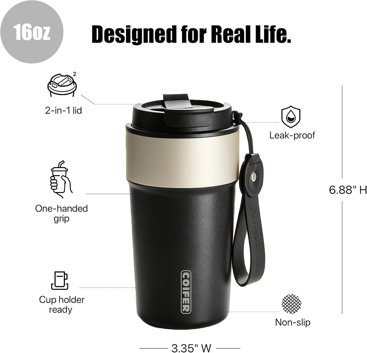 Travel Coffee Mug Insulated Tumbler, Pink | Stainless Steel Coffee Cup for Office, Commute and Home, Wide Mouth Easy Clean Design