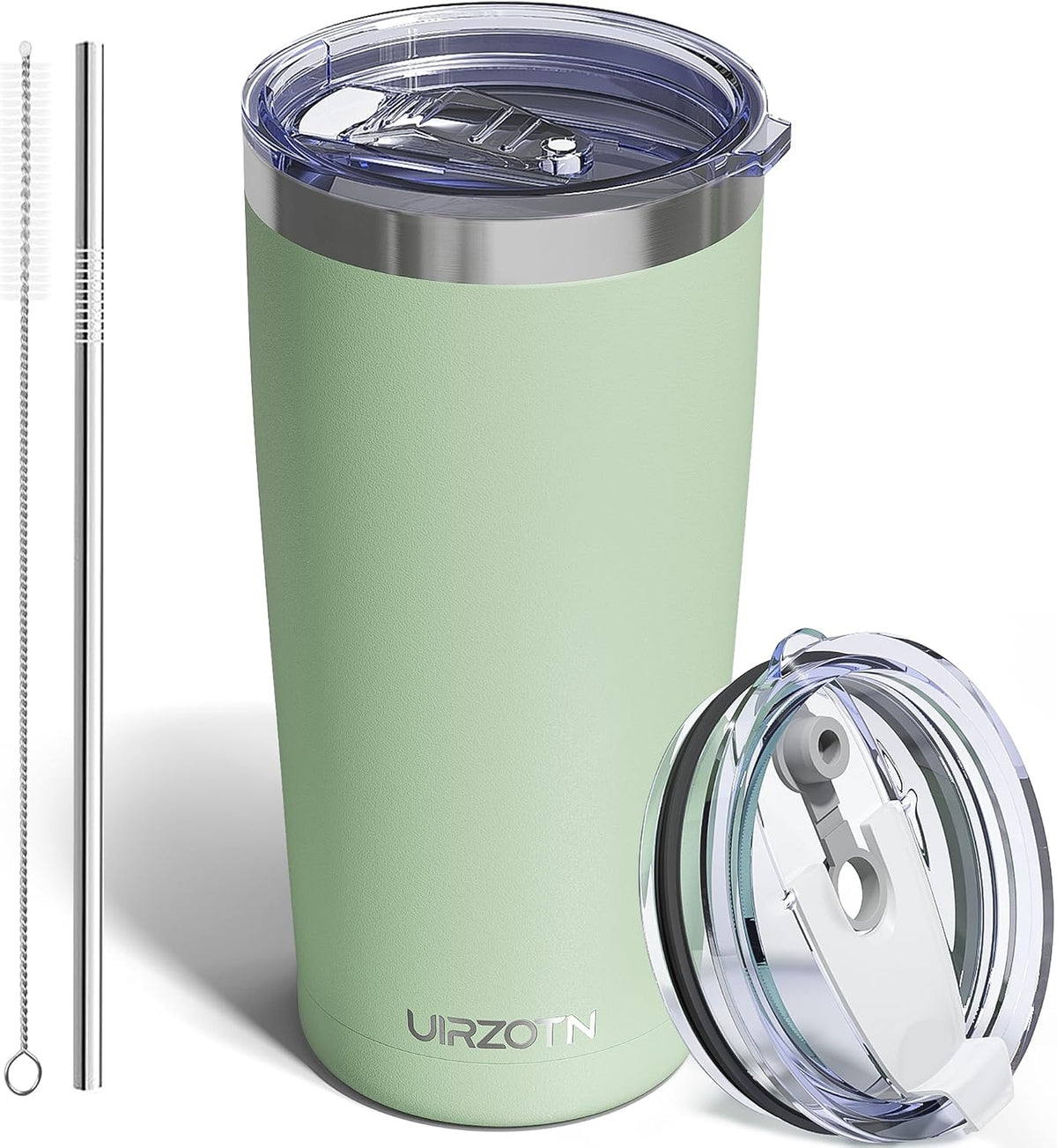 20oz Travel Coffee Tumbler, Insulated Travel Mug, Black | Includes 2 Lids & Straw, Stainless Steel, Vacuum Insulated, Fits Car Cup Holders, Hot & Cold Drinks, Reusable Cup