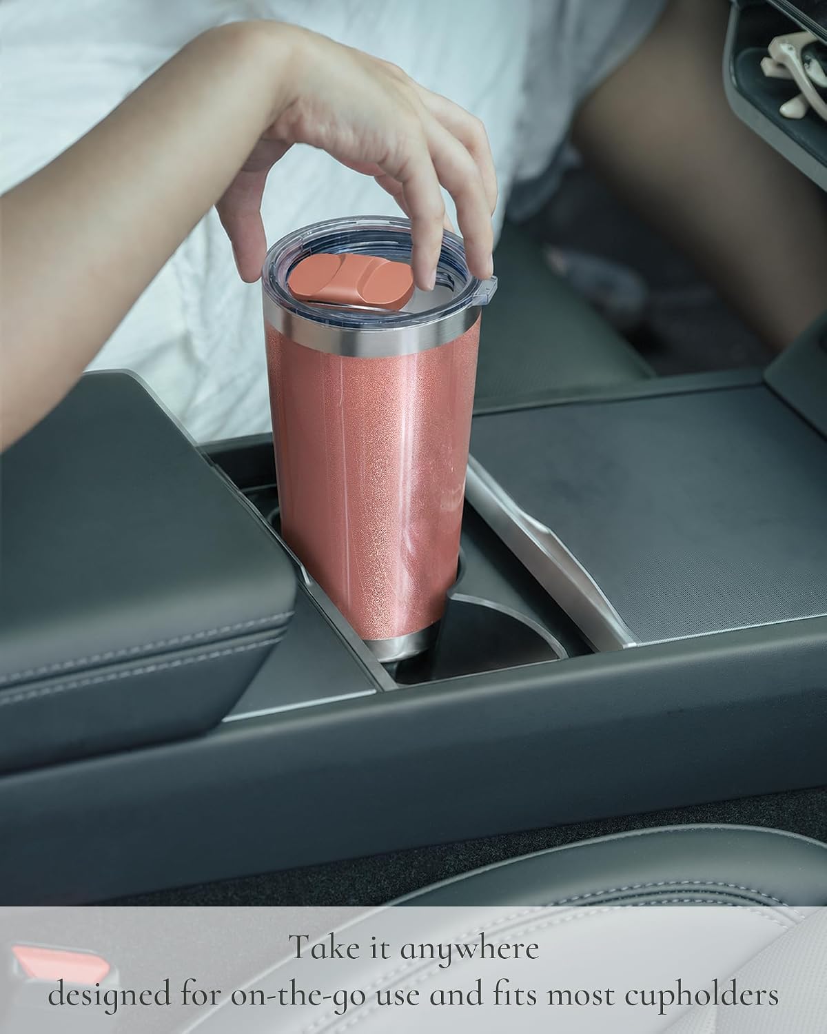 20oz Travel Coffee Tumbler, Insulated Travel Mug, Black | Includes 2 Lids & Straw, Stainless Steel, Vacuum Insulated, Fits Car Cup Holders, Hot & Cold Drinks, Reusable Cup