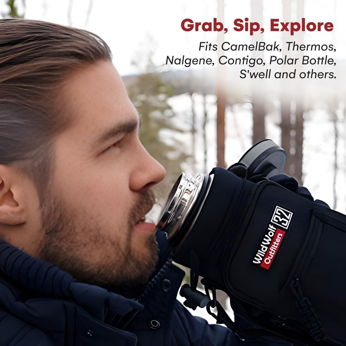 Insulated Water Bottle Holder With Strap, Carrier Bag for Walking, Hiking