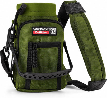Insulated Water Bottle Holder With Strap, Carrier Bag for Walking, Hiking