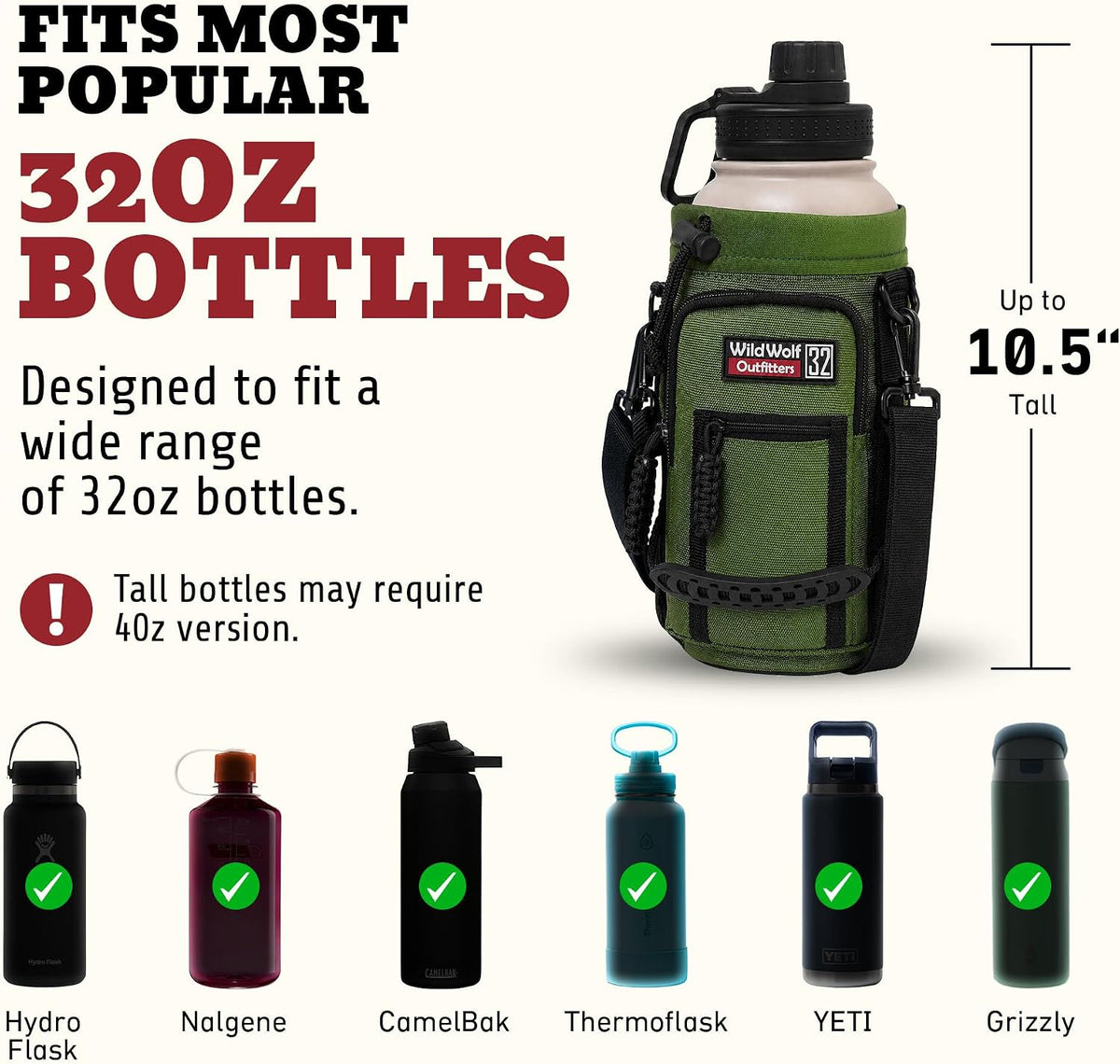 Insulated Water Bottle Holder With Strap, Carrier Bag for Walking, Hiking