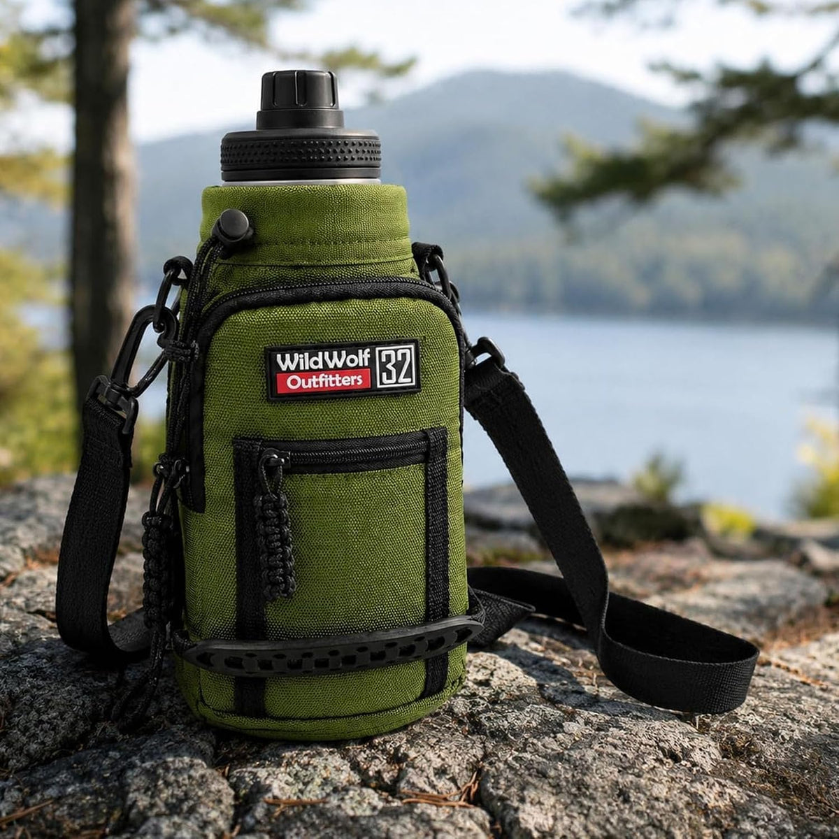 Insulated Water Bottle Holder With Strap, Carrier Bag for Walking, Hiking
