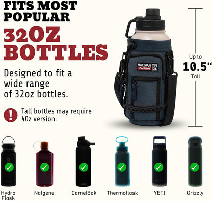 Insulated Water Bottle Holder With Strap, Carrier Bag for Walking, Hiking