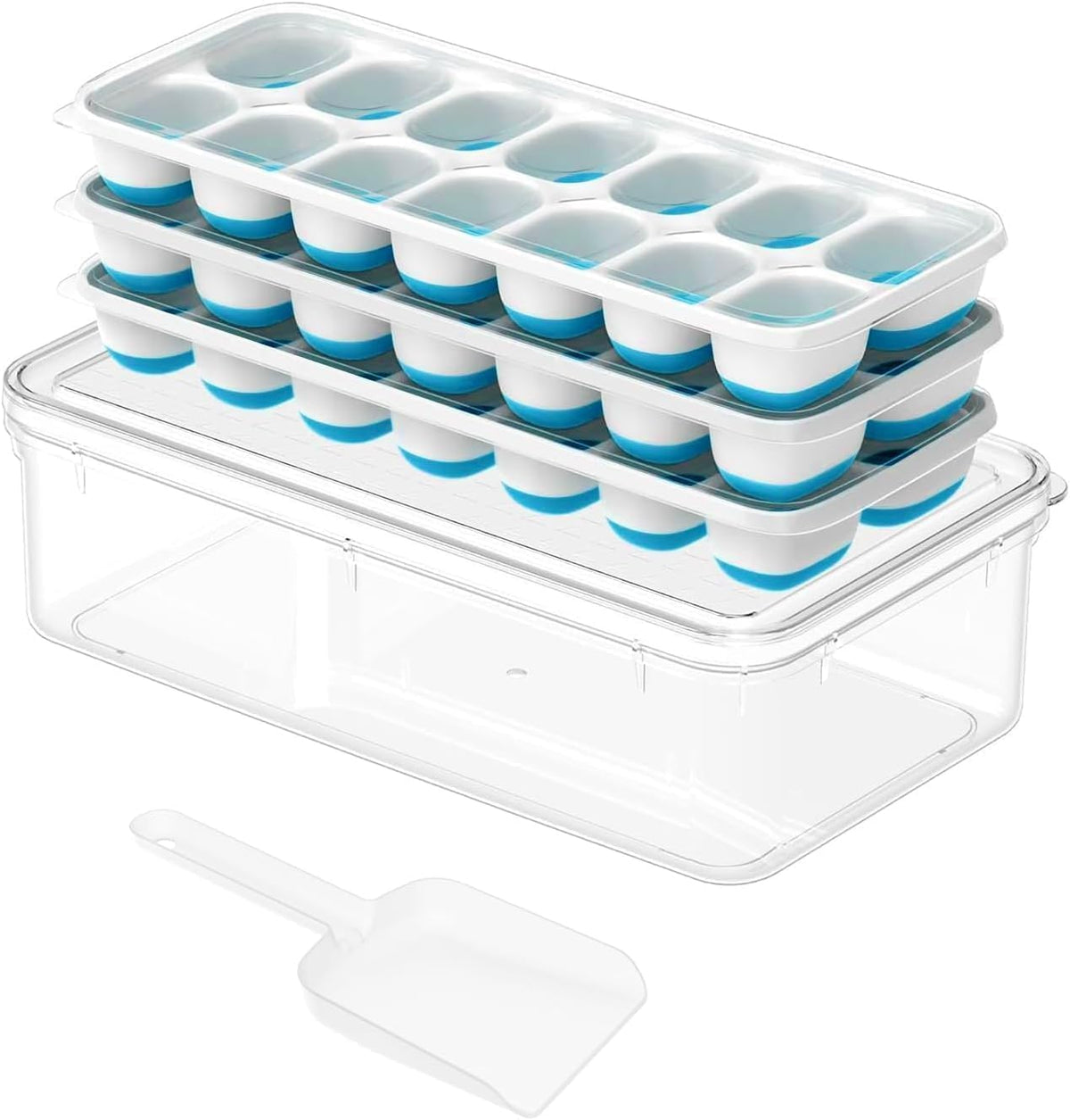 Ice Cube Tray, Silicone Ice Cube Trays for Freezer with Lid