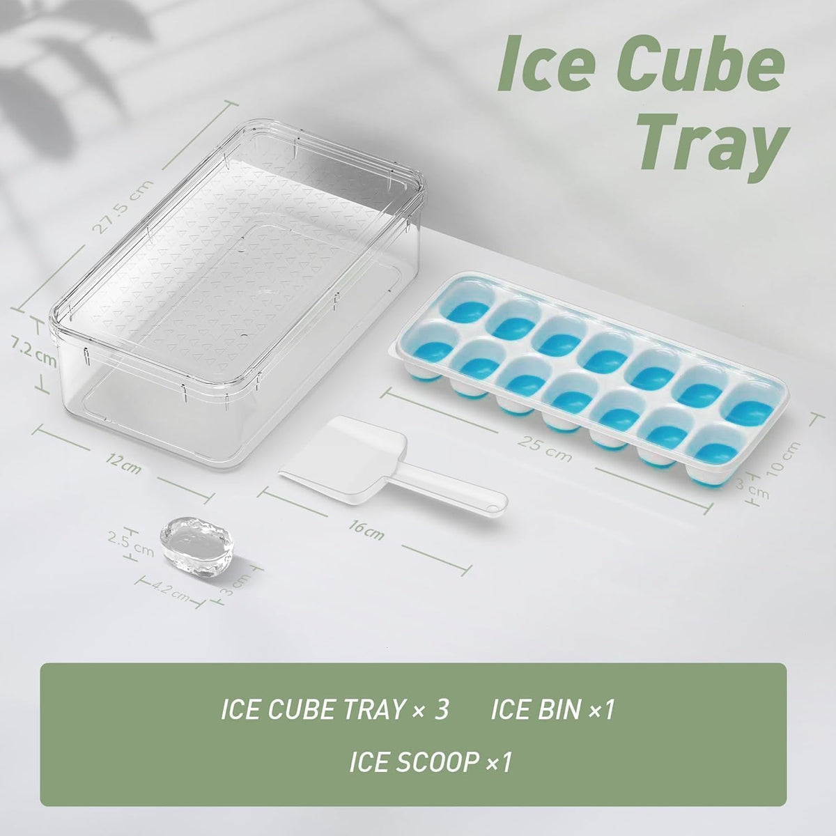 Ice Cube Tray, Silicone Ice Cube Trays for Freezer with Lid
