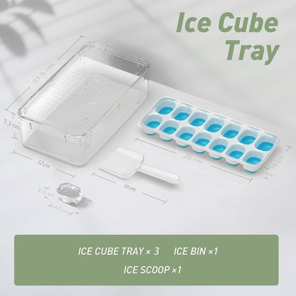 Ice Cube Tray, Silicone Ice Cube Trays for Freezer with Lid