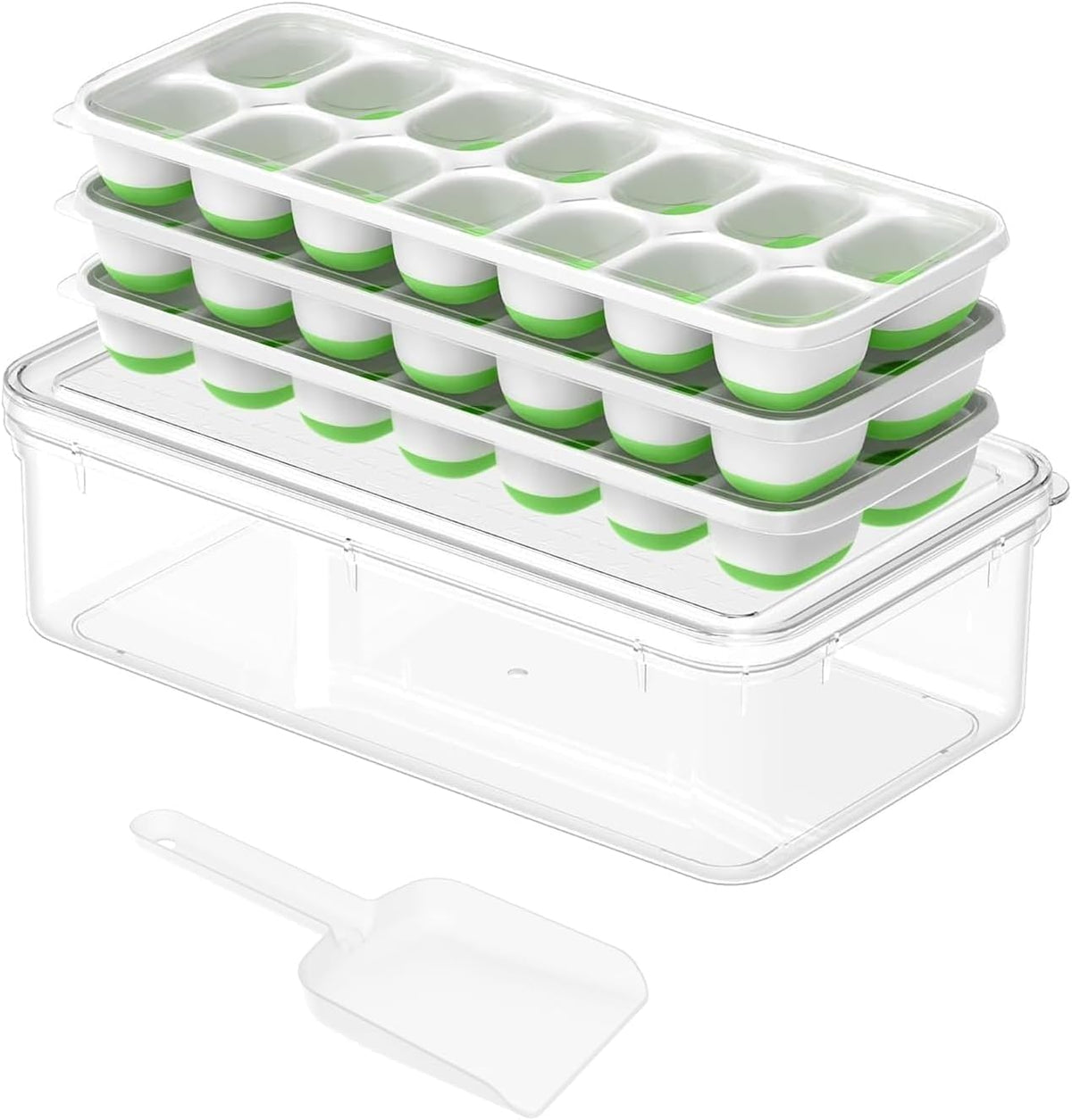 Ice Cube Tray, Silicone Ice Cube Trays for Freezer with Lid