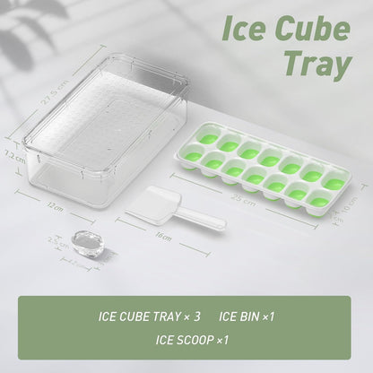 Ice Cube Tray, Silicone Ice Cube Trays for Freezer with Lid