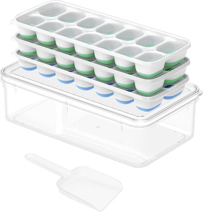 Ice Cube Tray, Silicone Ice Cube Trays for Freezer with Lid