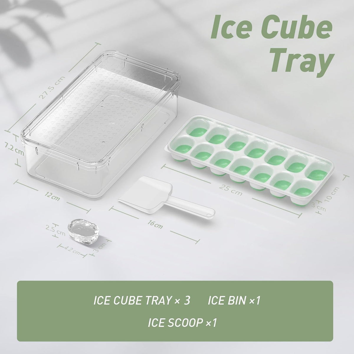 Ice Cube Tray, Silicone Ice Cube Trays for Freezer with Lid